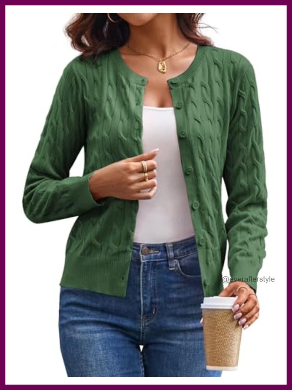 Cable Knit Button Up Cardigan Sweater Women Cropped Fall Outfit